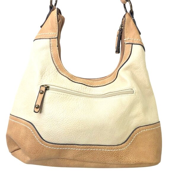 B.O.C Beige & Tan Vegan Leather Hobo Bag with Pockets 8 x 6 x 14 - Picture 3 of 13